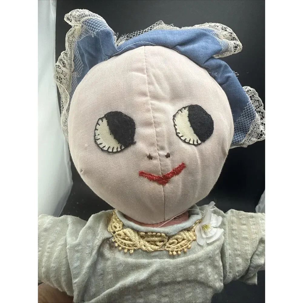 Vintage Handmade Topsy Turvy Reversible Cloth Doll Black White Folk Art Rag Doll